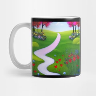 Valentine Wall Art - Hearts growing along the way - Unique Valentine Fantasy Planet Landsape - Photo print, canvas, artboard print, Canvas Print and T shirt Mug